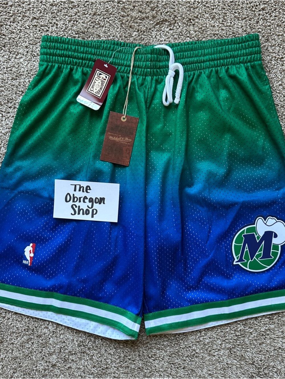 NBA FADEAWAY SWINGMAN BASKETBALL SHORTS DALLAS MAVERICKS 1998 MENS XL BLUE GREEN
